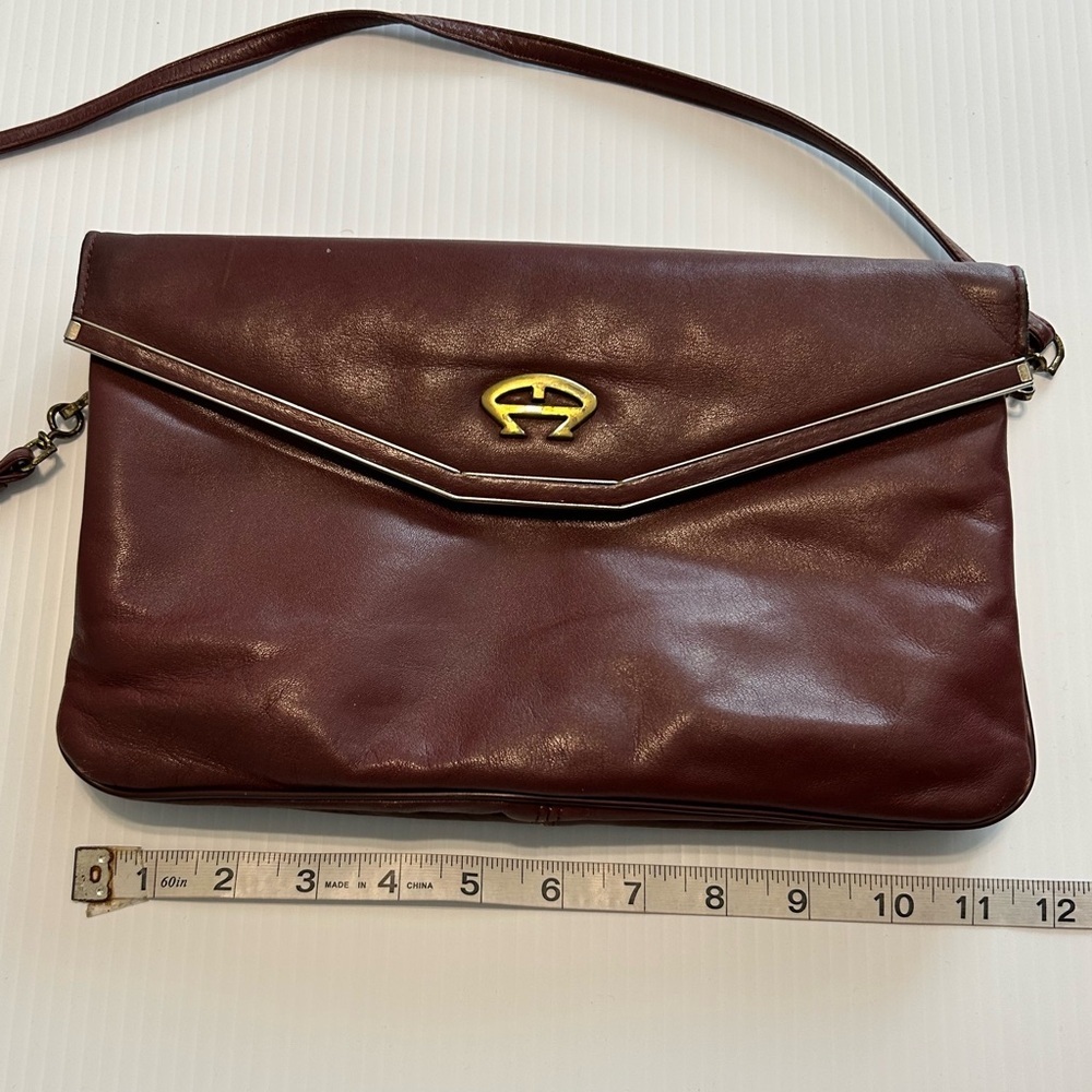 Etienne Aigner Vintage Burgundy Monogram Purse With Strap - Picture 5 of 12